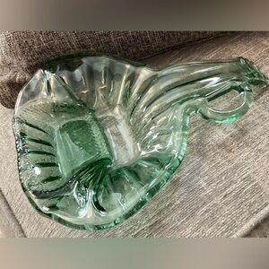 *Vintage* Elegant Green Glass Melted Bottle/Jug